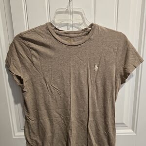 Ralph Lauren Classic Crewneck Tee in Taupe with Pony Logo